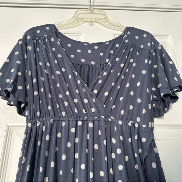 Isabel Maternity Dusty Blue Maternity Dress with Pale White Polka Dots | Size M - Picture 7 of 8